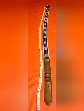 Nautica 4th of July American Flag Belt  Leather Trim & Silver Accents L/XL EUC